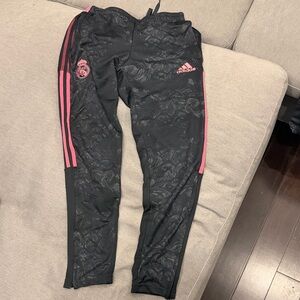 Adidas aeroready Black Joggers with Pink Stripes
